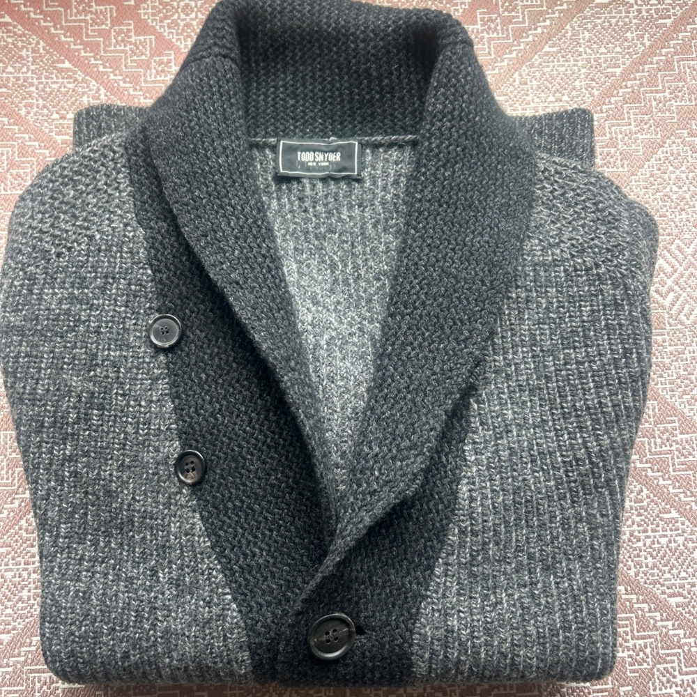 Todd Snyder wool cashmere shawl collar cardigan